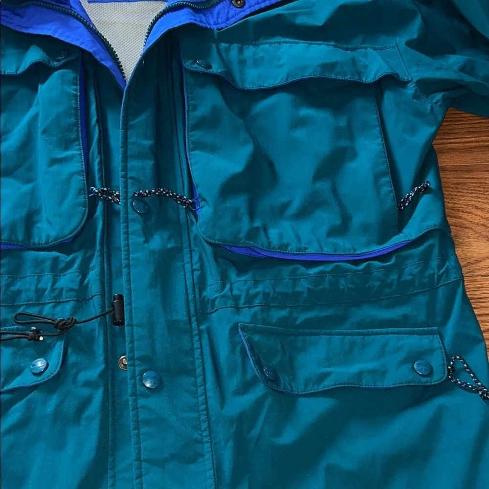 Vintage Y2K LL Bean North Col Hooded Jacket Mens XL Gore Tex Green and Blue